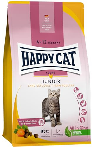 Happy Cat Junior Land Geflügel M - Trockenfutter für Junge Katzen ab dem 4. Monat - 4kg