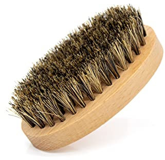 STBQHG Oval Wood Handle Beard Grooming Brush Boar Bristle Brush Men Beard Comb