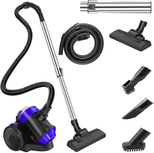 Zyklon Staubsauger Beutellos 1000 Watt Staubsaugerzylinder Leistungsstarker Bodenstaubsauger mit HEPA Filter Bodendüse für Hartboden und Teppich, 1,5 Liter Staubbehälterkapazität, 10m Arbeitsradius