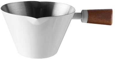 Taza medidora de espresso, tazas de espresso de acero inoxidable, tazas de acero inoxidable con pico doble en V, mango de madera y escala para preparar café, postres y cócteles
