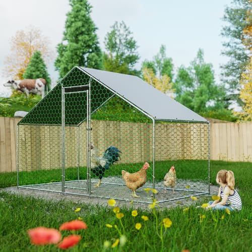 Redkid Gallinero de metal de 4,5 m² 3x1,5x2m - Con tela impermeable PE y cerradura de seguridad - gran corral libre para pollos, conejos y varios animales pequeños (3x1,5x2m)