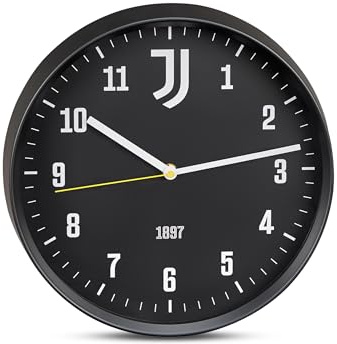 Seven Juventus Quarz-Wanduhr mit Uhrwerk, Geschenkidee für Kinder und Erwachsene, schwarz, Fußball