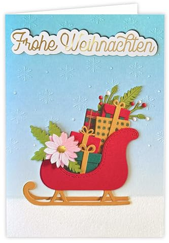 Joli Coon 3D Weihnachtskarte - Premium Weihnachtskarte mit Umschlag und Goldsticker - Edle Klappkarte Weihnachten für Partner, Familie und Freunde - 17 x 11,5 cm