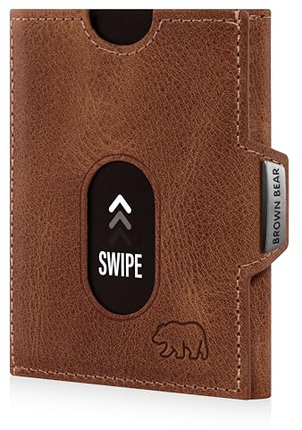 BROWN BEAR Geldbörse klein mit Münzfach echt Leder Vintage Braun | Slim Wallet RFID-Schutz | Mini Portemonnaie Echtleder | Kartenetui Herren & Damen | BB Jackson HBR