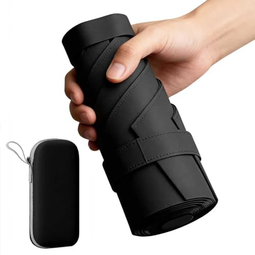 KOSLEOW Anti UV Kompakt Solparaply - UPF 50+ Mini Fällbart Paraply, 6 Stavar Vindtät, Vattentät Parasoll med Överdrag - Reseparaply för Män Kvinnor