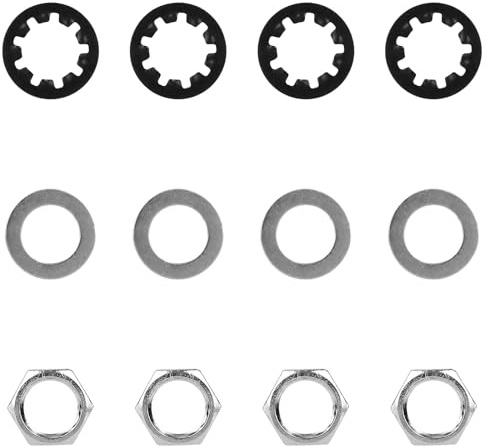 12pcs Guitar Nuts, Washers & Lock Washers, Zinc Alloy Input Output Jack Socket Pot End Nut and Washer Replacement for Acoustic Electric Guitar Bass Sockets Accessories Spares Parts Tools Kit