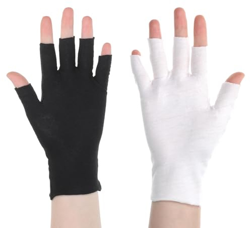 4 paia di guanti di cotone bianco nero guanti senza dita touch screen sottile guanto per mani asciutte dormire guanti idratanti