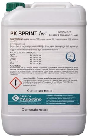 Naturii Fertilizzante PK SPRINT fert – Concime CE PK 30-20 Liquido Fertilizzante Fosforo e Potassio ad Alta Assimilabilità (6 kg)