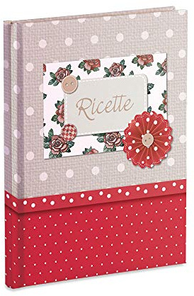 Ricettario personale da scrivere con 3 Segnalibri pietanze con 60 fogli (120 pagine non numerate) in carta avorio a righe. Pois