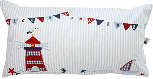 Hansekind Kissen mit Leuchtturm, blau, 40 x 20 cm