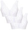 Eden House Ladies Pack of 3 Bra Cotton Lace Front Fastening Magic Bra White 12