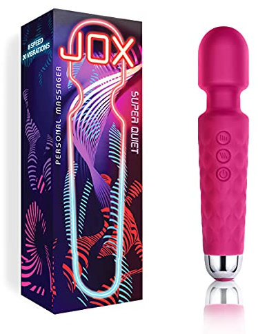 JOX Bacchetta massaggiatore wireless portatile per corpo personale, con 8 potenti velocità e 20 modalità senza fili, silenzioso, impermeabile, portatile e ricaricabile (rosa)