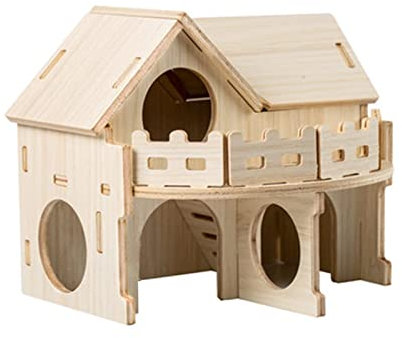 TOKAYIFE Hamsterhaus, Holzhaus für Haustiere, Kleintierversteck, natürliches Wohnhaus für Zwerghamster, Rennmaus, Ratte, Streifenhörnchen(MZ-139)