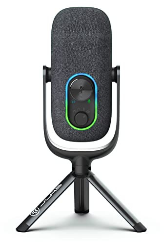 JLab JBuds Talk USB Gaming Streaming Microphone, White, USB-C Output, Cardioid, Omni, Stereo, Bi-Directional, 96k Sample Rate, Volume Control, Gain Control, and Quick Mute, 3.5mm AUX, Plug and Play