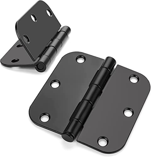 Haidms 12 Pack Matte Black Door Hinges No Squeak 3.5 Inch Interior Door Hinges Rounded with 5/8 Radius Corner Removable Pin