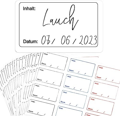 COLOFALLA 240 Stück 5x3cm Gefrieretiketten zum Beschriften auf Deutsch Selbstklebend Abnehmbar Etiketten Wasserdicht Klebeetiketten Tiefkühletiketten für Marmelade Küche