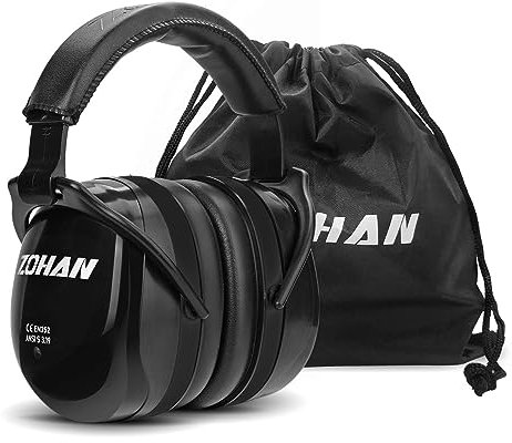 ZOHAN 012 Casque Anti Bruit Adulte, Protection Auditive confortable avec Sac de Transport - Facilement Réglable Pliable, SNR 34 dB pour Chantier, Tonte,Aéroports,Menuiserie - Noir