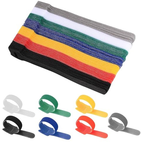 Reusable Cable Ties, 70pcs Adjustable Releasable Hook and Loop Cable Straps Organizer Fastener for Tablet Laptop Home Office Cable Management Organizing Cords - Multicolored