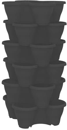 simpa 6PC Quad-Pot Stackable Indoor & Outdoor Planters - Black