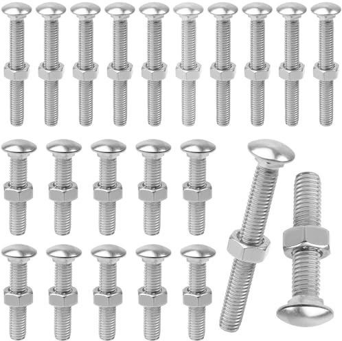 Hardware Carriage Bolts M6 M8-20 Sets Silver Carbon Steel Coach Bolts with Hex Nuts/Cup Square Round Head Coach Bolts Screws for Wood Metal