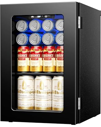 Icyglee 6 Bottles and 6 Cans Compact Beverage Refrigerator, Freestanding Mini Fridge with Temperature Control for Beer Wine, Under Counter Small Refrigerator Adjustable Shelve for Home and Bar