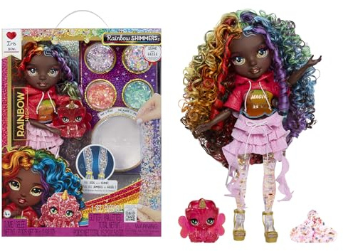 Rainbow High Rainbow Shimmers with Slime - Iris - Bambola Fashion di 28 cm, con Kit Slime e un Camaleonte come Animaletto Domestico, Età 4+
