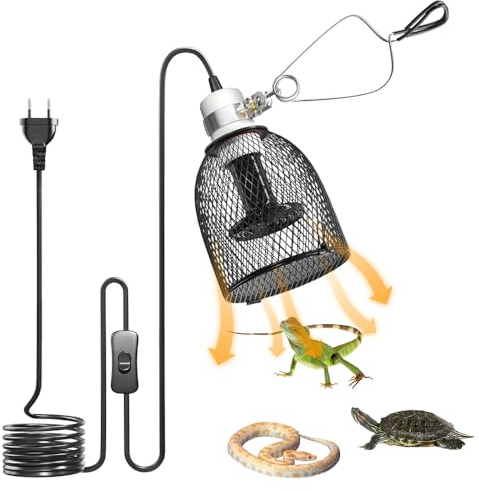 WDKXCN Lampada per Tartarughe Di Terra, 100 W Lampadina Riscaldante Rettili in Ceramica con Cestino Protettivo, Lampada Riscaldante Tartarughe per Tartarughe Di Terra per Lucertola, Cacatua