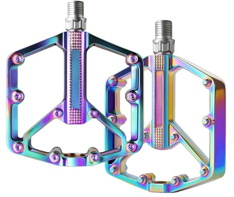 Cable Leader Pédales VTT, de vélo de Montagne colorées de 9/16, pédales pour vélo à 3 roulements, pédales antidérapantespour VTT/vélos de Course/VTT/BMX(Couleur)