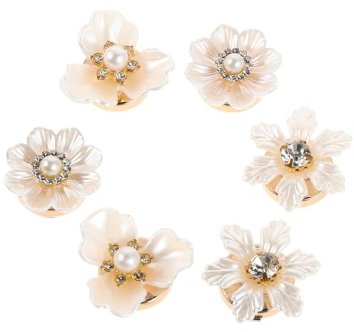 LIGIGWASH Lot De Boutons De Manchette Femme Élégants En Perles Et Strass Motif Fleur Accessoires De Mode Pour Robe Chic Bijoux De Poignet De Chemise Pour Mariage Et Tenue Formelle 3 Paires
