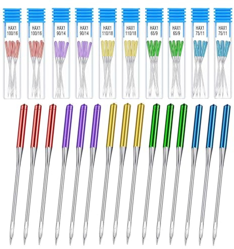 30 Pcs Sewing Machine Needles – Universal Regular Point, 5 Sizes Color-Coded, Compatible with Singer, Brother & Most Machines, Essential for Fabrics & Home Sewing Projects, Beginners and Pros Alike