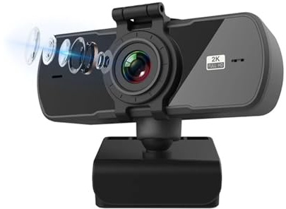 EBAYTV Cámara Web, Cámara Web 2K Full HD 1080P, Enfoque automático con micrófono, cámara Web USB for PC, Ordenador, Mac, portátil y Escritorio
