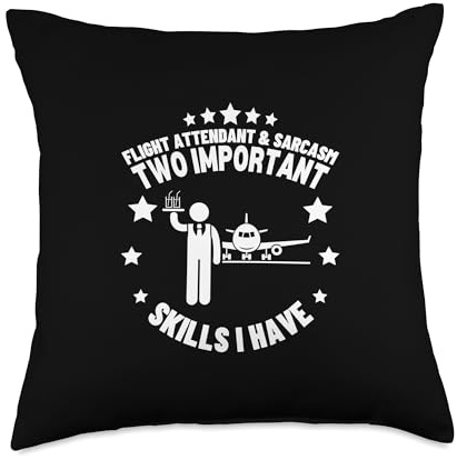 Flight Attendant and Sarcasm Cabin Crew Flight Attendant Throw Pillow