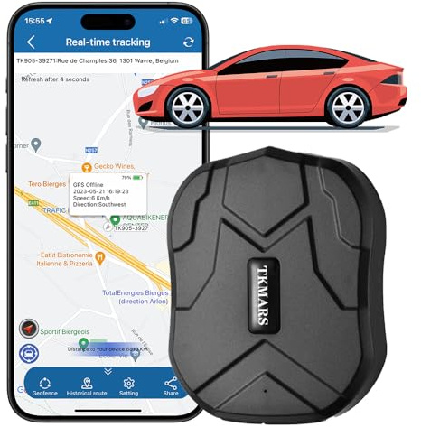 TKMARS GPS Tracker Car Tracker Magnet Anti-theft Real-Time Tracker Device 5000mah Battery GPS Locator Waterproof for Vehicle Car Truck No Subscriptiob TK905