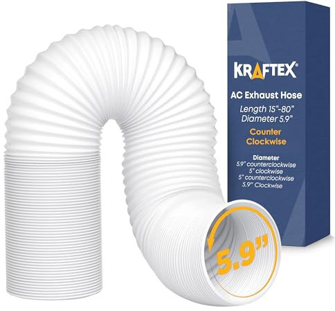 Air Conditioner Hose. Portable Exhaust Vent with 5.9 Diameter, Anti-Clockwise Thread & Length up to 80. Compatible with LG, Delonghi and Many More Portable Air Conditioners