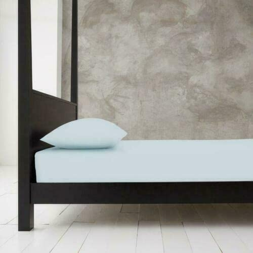 Extra Deep 40cm Fitted Sheets Easy Care Polycotton Cotton Rich Deep Fitted Bed Sheets (Sky Blue, Super King)