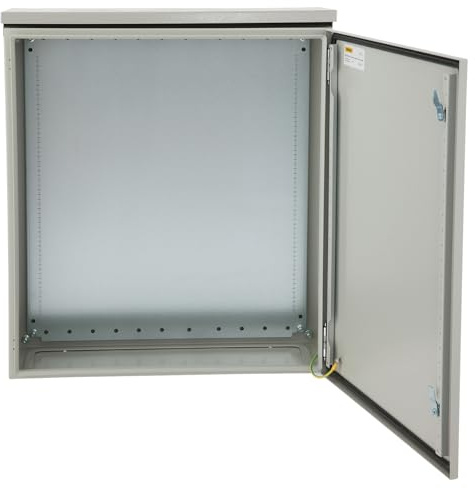 VEVOR Schaltschrank Elektrogehäuse, 600x600x200 mm, NEMA 4 Außengehäuse, IP66 wasser- & staubdicht, Kohlenstoffstahl, Klappanschlussdose für Innen- & Außenbereich, mit Regenschutzhaube