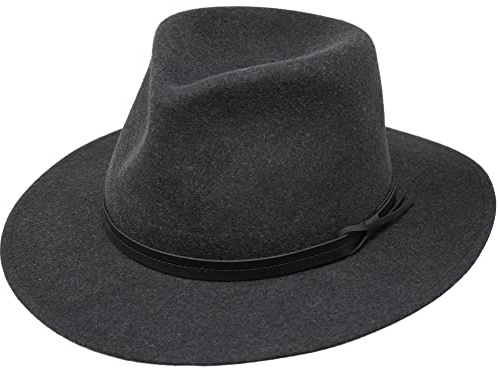 The Lawrence - Cappello in feltro Fedora Trilby a tesa piatta resistente all'acqua, Grigio scuro, M