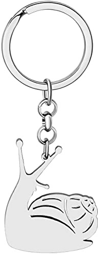 WEVENI Escargot En Acier Inoxydable Porte-clés Anneaux Porte-Monnaie Sac Charms pour les Femme Filles (Argent)
