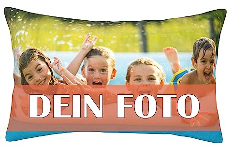 RKXGiftopia Fotokissenbezug mit eigenem Foto & Text, Foto-Kissenbezug Selbst gestalten, Personalisierte Zierkissenbezüge Geschenk-Idee zu jedem Anlass, Geburtstag 75x50cm