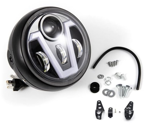 APEBAZY Vintage-Motorrad-Tuning-Teile LED-Scheinwerfer Scheinwerfer