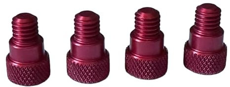 PrecisionGeek Aluminium Rot, Ansatzschraube Rändelschrauben M6 x 6mm, Gesamtlänge 16mm (4 Stück)