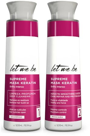 Let Me Be - Kit lisciante alla cheratina Supremeliss Mask, 2 in 1, Shampoo e Maschera anti-residui, Pulizia profonda e lisciatura 100% brasiliana, Lunga durata (2x500ml)