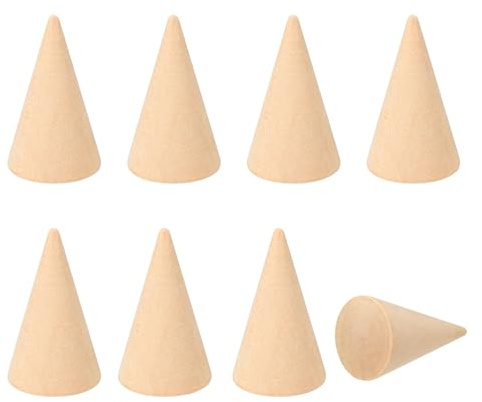 PATIKIL Ringhållare i trä, 8 st smyckesringar i trä, visningsstativ, organiserare, träkoner, ställ för gör-det-själv-konsthantverk, träfärg (50 x 29 mm)