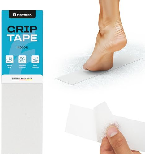 FIXWERK Antirutsch Klebeband | Indoor Grip Tape | selbstklebend | rutschfest | transparent | 5cm x 30cm | 10 Klebesticker für Badewanne, Dusche, Fliesen