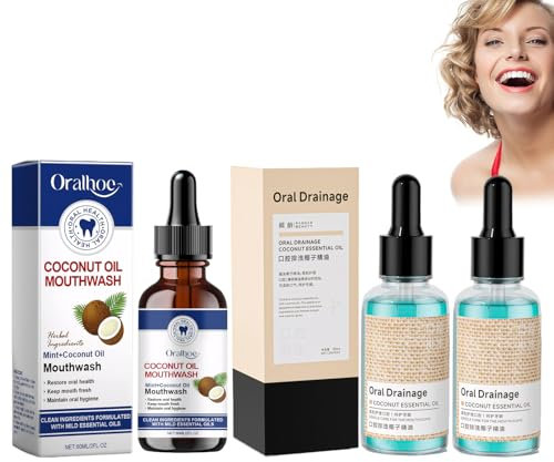 3 Stück Kokosöl Mundspülung für Zähne,60ml KokosöL ZäHne Coconut Oil,Kokosöl Bio Kokosöl-Mundspülung mit Ätherischem Öl,Mundziehöl Kokosöl,Kokosöl Bio,Wird Verwendet Frischer Atem