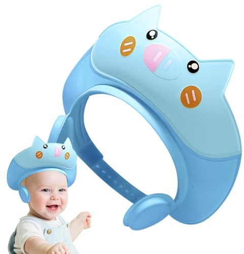 Kinder-Duschhaube – Baby-Kopfschutz | Baby-Duschhaube zum Waschen von Haaren | Badehut für Babys | Kleinkind-Badeschild für Augen- und Ohrenschutz, verstellbares Shampoo-Schild blau