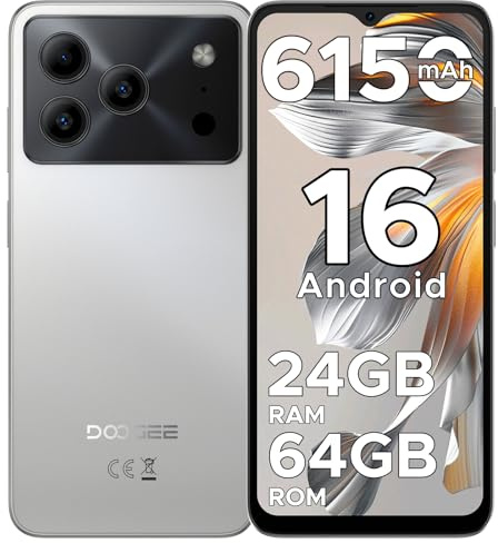 DOOGEE Note 56 Android 16 Smartphone Ohne Vertrag, 6150mAh Akku, 8,45mm Ultradünn + 6.56 HD + 90Hz Handy Günstig, Octa Core, 24 GB + 64 GB/ 2TB TF, 4G Dual SIM Simlockfreie Handys, Face ID/GPS/OTG