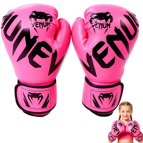 Kids Boxing Gloves, 6oz Training Sparring Gloves, Youth Boxing Training Gloves for Muay Thai, Punching Bag, Kickboxing, UFC, MMA, Gift for Age 3-12 Years, PU, Boys and Girls, Pink