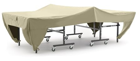 Covermates Elite Ping Pong Table Cover – Water-Resistant All-Weather Table Tennis Cover with Buckle Straps, & Storage Pockets, Heavy-Duty Polyester Indoor Outdoor Protector, 110W x 60D x 30H, Khaki