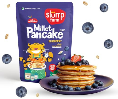 Slurrp Farm Blueberry Pancake & Waffle Mix | Blueberry & Super Grains | No Maida, Wheat & Refined Sugar | 150G